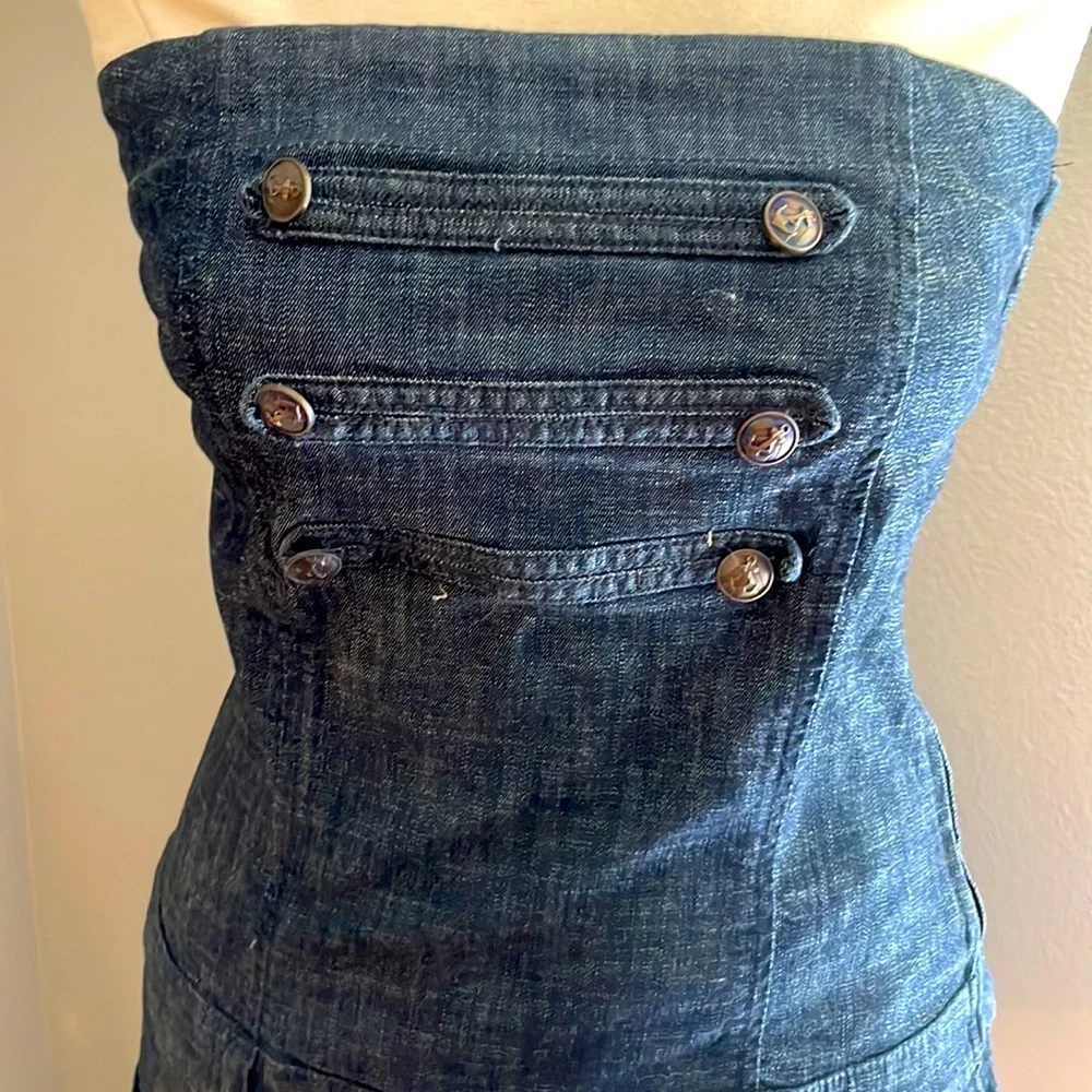 Denim strapless shirt jumpsuit - Picture 3 of 5